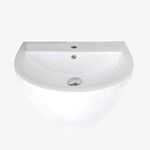 Milano Irwell - Modern White Ceramic Wall Hung 1 Tap Hole Bathroom Basin Sink - 530mm x 440mm