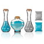 Eaasty 3 Pcs Unity Sand Ceremony Kit for Wedding Handmade Decorative Vase Set with Cork Lids 1 lb Colored Sand Wedding Decorative Glass Jars Container for Wedding Ceremony Ideas (Gray, Blue)