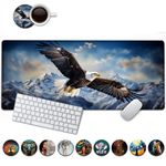 Large Mouse Pad, 31.5 x 11.8in Extended Gaming Mouse Pad with Stitched Edges, XXL Mousepad Protector Non Slip Rubber Base for Office and Home Writing Mat, Eagles in The Sky Pattern Desk Mat