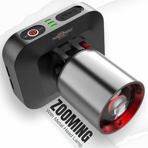Pick Ur Needs Rechargeable Aluminium Body Head Lamp with 3 Mode LED Zooming Head 3600mAh Long Battery Backup 5 hrs Headlamp Torch Emergency Light (Silver)