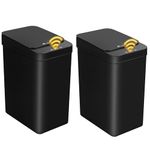 LJIACLEA 2 Pack Touchless Bathroom Trash Can for Kitchen Hanging Trash Can 2.6 Gallon Automatic Motion Sensor Rubbish Can Narrow Small Garbage Bin for Kitchen, Toilet, Bedroom, RV(Black,Battery)