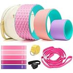 THYWD Yoga Wheel 12 in 1 Set with Back Roller for Pain Relief & Deep Tissue Massage Yoga Blocks 2 Pack with Yoga Ring,Yoga Strap,Resistance Bands,Elastic Band,Massage Ball,Perfect Yoga Accessory for