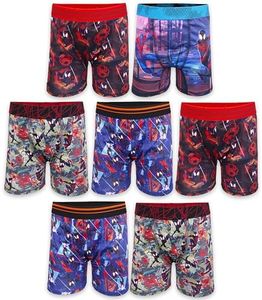 Spiderman Boys' Boxer Brief Multipacks with Multiple Print Choices Available in Sizes 4, 6, 8, 10, and 12, 7-Pack Athletic Boxer Brief_spiderverse, 4