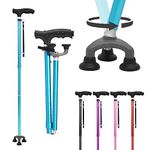 BeneCane Walking Cane Adjustable Cane Flexible Walking Cane with LED Light Lightweight Sturdy Portable Walking Stick - Balancing Mobility Aid for Men Women Seniors Comfortable Handle
