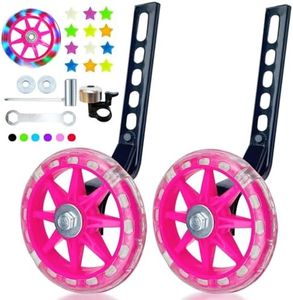 DDJKCZ Training Wheels for Kids Bicycle,Flash Mute Big Wheel Compatible for 12 14 16 18 20 inch Single Speed Bike (Beautiful deep pink)