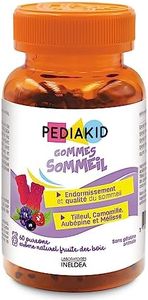 PEDIAKID - Gommes Sommeil - Complément alimentaire - Tilleul, Aubépine, Camomille & Mélisse - Facilite l'endormissement - Favorise un sommeil de meilleure qualité - Sans gélatine - 60 gommes