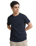 DAMENSCH Men's Constant All-Degree Crew Neck Pique T-Shirt-Pack of 1- Nomad Navy-Medium