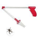 KEPLIN Foldable Spider Catcher - Long-Handled Bug Trap for Safe and Humane Spider and Insect Removal - Perfect for Spiders, Daddy Longlegs, Wasps, Bees, Moths - Extra Long Handle (82.5cm) - Red