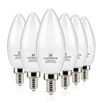 Hansang E12 LED Candelabra Bulb Light 6W,Ra83 600lm 60w Equivalent 5000K Daylight Chanderlier LED Bulb Light No Dimmable,6 Pack (Daylight White 5000K)