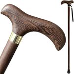 Handmade Wooden Walking Cane for Men Women Natural Wood Walking Sticks with Wrist Strap and Rubber Tips Lightweight Wood Crutch for Seniors - 36 Inches (Jichimu)