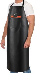 Buatacme Waterproof Apron, Heavy Duty Extra Long Rubber Vinyl Apron with Pocket for Men, Adjustable Dishwasher Chemical Resistant Aprons for Dishwashing, Cooking, Butcher, Lab, Gardening