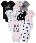 Gerber Baby 8-Pack Short Sleeve Onesies Bodysuits, Pink Bunny, 3-6 Months