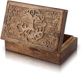 Great Birthday Gifts Handmade Decorative Wooden Jewelry Box Tree Of Life Carving Jewelry Organizer Keepsake Box Treasure Chest Trinket Holder Watch Box Storage Lock Box Housewarming Gifts