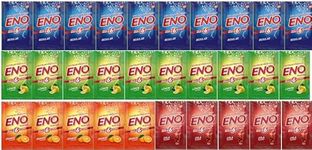 Eno Fruit Salt Antacid- 5g Sachets- Variety Pack - Regular x 10, Lemon x 10, Orange x 5, Cola x 5 = Total 30 sachets | Effervescent Relief from Flatulence and Indigestion Issues | Quick & Effective