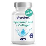 Hyaluronic Acid + Collagen - 90 Capsules with Biotin, Vitamin C from Acerola, Zinc, Selenium & Bamboo Extract - Hair, Skin and Nail Complex for Women & Men - Supplements Made in Germany