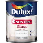 AMK® Dulux Non Drip Gloss Pure Brilliant White Paint 1.25 Litre for Wood & Metal