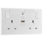 BG Electrical 822UWR Wi-Fi Range Extender Double 13 Amp Power Socket with 2.1A Type A USB, White Moulded, Round Edge