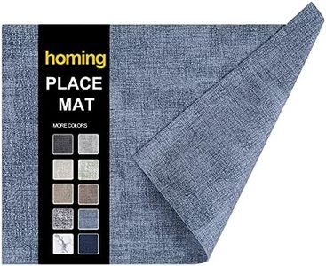 homing Faux Leather Heat Resistant Placemats Set of 6, Waterproof Wipeable Dining PU Place Mats for Indoor & Outdoor, Easy to Clean - Denim Blue