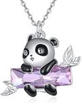 AENEAS Panda Necklace Sterling Silver Panda Pendant Crystal Panda Jewelry Gifts for Women Girls with Gift Box 18+2", Sterling Silver, Amethyst