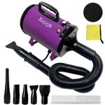 Dog Dryer, Pet Grooming Dryer with Adjustable Speed and Temperature Control Dog Blow Dryer, Pet Hair Dryer (Metal - Purple)