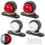 4Pack LED Side Marker Lights 12/ 24V Trailer Side Light Waterproof Trailer Side Lamp White Red Double Sided Warning Lamp Indicator Parking Light Clearance Lights for Trailer Truck Boat RV Caravan