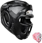 Farabi Sports Boxing Headgear Grill Head Guard MMA Training Kickboxing Sparring Gear Removable Front Bar Gril (Black, XL)