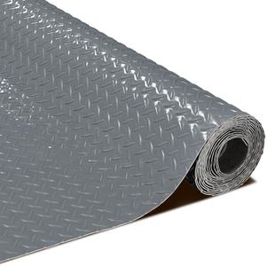 Grandroad auto 8 * 20 FT Garage Floor Mat, 2.8mm Thicked Flooring Roll Diamond Plate PVC Rubber Trailer Mat, Non-Slip Floor Protector Mat for Garage Warehouse Gyms Boats, Gray