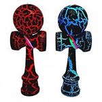 KENDAMA TOY CO. | 2 Pack | Pocket Size Mini Kendama (not Full Size) | Solid Wood Ball and Cup Coordination Toy | Red/Black Blue/Black Bundle