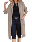ANRABESS Women's Cardigan Long Sweater Oversized Open Front Knit Duster Coat 2024 Trendy Lady Fall Coatigan Outerwear, Red Khaki, Medium