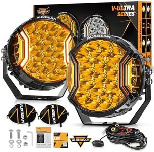 Auxbeam 7 Inch LED Side Shooter Light, V-Ultra Series Round Driving Offroad Lights 226W Hyper Spotlights with Amber DRL, 270° Wide Range Universal Amber Yellow Lights with Black Cover, Pair