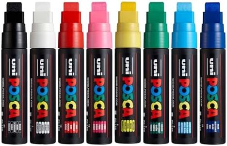 Posca PC-17K Water Based Permanent Marker Paint Art Pens – 15mm Chisel Tip - Set of 8 Colours
