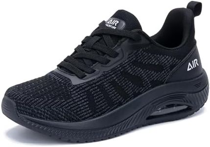 GOOBON Chaussures de Marche Femmes Arch Support Fasciite Plantaire Baskets Confortable Respirant Chaussures de Sport Walking Jogging Tennis Sneakers - Tout Noir - Taille - 39 EU