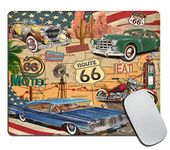 Antique Car Mouse Pad, Old Classic Car Theme American Vintage Route 66 Diner Motorcycle Customized Non-Slip Rubber Base Mousepads, Computer Mouse Pads for Wireless Mouse 9.5×7.9×0.12 inches
