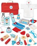 Lehoo Castle Doctor Kit Kids Wooden, Toys for 3+ Year Old Boys, Pretend Play Dr Set, Kids Doctor Playset, Medical Kits with Stethoscope, Gifts for Toddlers Girls Ages 3 4 5 6