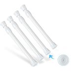 4Pcs Tension Rod, Goowin 18-28 cm Tension Rods for Windows, No Drilling Rustproof Spring Adjustable Tension Curtain Rod for Doors, Windows, Wardrobe Bars, Drying Support Rods (White)