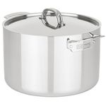 Viking 3-Ply Stainless Steel Stock Pot, 12 Quart Soup Cooking Pot with Lid, Kitchen Cookware, Dishwasher and Oven Safe, Induction Ready, Silver