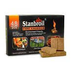 Stanbroil 48 pcs Natural Charcoal Fire Starters, Super Fast Lighting Charcoal Starters Perfect for Fireplace, Campfire, Wood Stove, Fire Pit