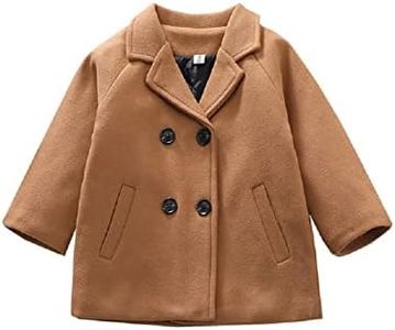 MoZiKQin Toddler Baby Boys Girls Wool Coat Winter Warm Double Breasted Trench Coat Kids Jacket Outwear Clothes, Khaki, 2-3 Years