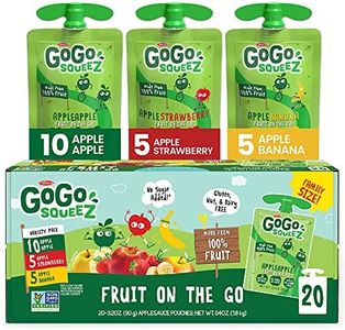 Gogo Squeez, Fruit On The Go Variety Pack Apple Strawberry Banana, 3.2 Ounce, 20 Pack