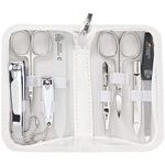 3 Swords Germany - brand quality 8 piece manicure pedicure grooming kit set for professional finger & toe nail care scissors clipper fashion leather case in gift box, Made in Solingen Germany (02006)