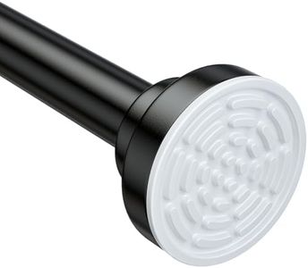 Ausemku Shower Curtain Rod - 32-104 Inch Rustproof Tension Rod, Non-Slip Spring Design, No Drilling Adjustable Curtain Rod for Bathroom, Kitchen, and Closet（Black）