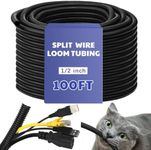 Kanayu Split Flame Retardant Wire Loom High Temperature Cable Conduit Split Cable Sleeves Split Wire Loom Tubing Auto Wire Conduit for Industrial Electrical Wires Automotive Marine(1/2''-100 ft,Black)