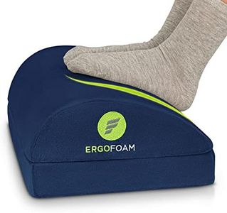 ErgoFoam Adjustable Desk Foot Rest for Added Height - Orthopedic Teardrop Design - Large Premium Foot Rest Under Desk - Most Comfortable Foot Stool Under Desk for Lumbar, Back, Knee Pain (Navy Blue)