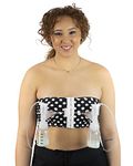 Hands Free Pumping Bra | Snugabell PumpEase adjustable and comfortable pumping bra made with spandex technical fabric, supports two breast pumping bottles & flanges | Black & White Polka Dots Size M