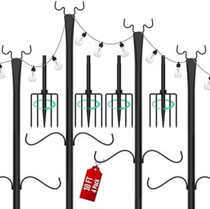 Birdream 4 Pack 10FT String Light Poles for Outside with Shepherd's Hook, Metal Pole for Garden Backyard Patio Decor Decoractions