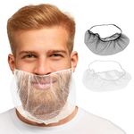 AMZ White Beard Covers 19 x 9 inch. Pack of 100 Disposable Beard Nets. 100% Virgin Nylon Beard Protectors. Facial Hair Covering with Single Loop. Beard Nets Breathable, Lightweight.