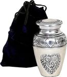 HLC URNS Lovely Keepsake Urn – Silver Heart Small Keepsake Qnty 1 - Keepsake Urn for Human Ashes with 1 Velvet Box Bag-Mini Keepsake Urn - Affordable Keepsake Urn (3 cu.in)