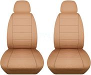 Totally Covers Solid Car Seat Covers w 2 Separate Headrest Covers: Tan - Universal Fit - Front - Buckets - Option for Airbag, Seat Belt, Armrest & Lever