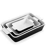 Swuut Casserole Dishes Set of 3 for Oven, Porcelain Baking Dishes 13x9 inch, Ceramic Cake Bakeware Set,Kitchen Rectangular Lasagna Pans with Handle