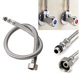 SWASTIK Stainless Steel Flexible 1/2 Inch 45 cm Hot Cold Water Supply Hoses Pipes Tubes for Sink Faucet Mixer (Silver) -1 Pair